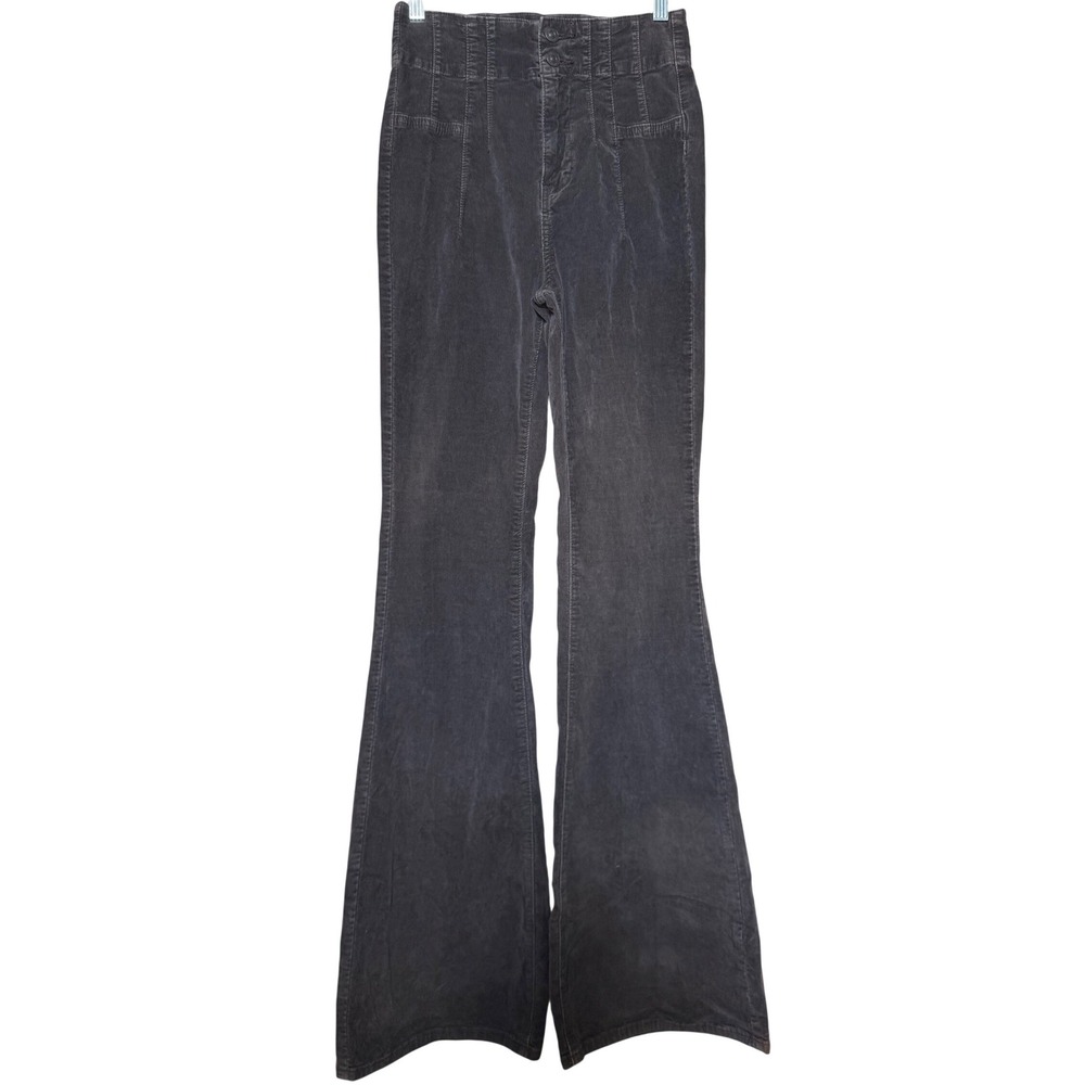 Free People We The Free Jayde Corduroy Flare Gray Brown High Rise Bell Bottom 26